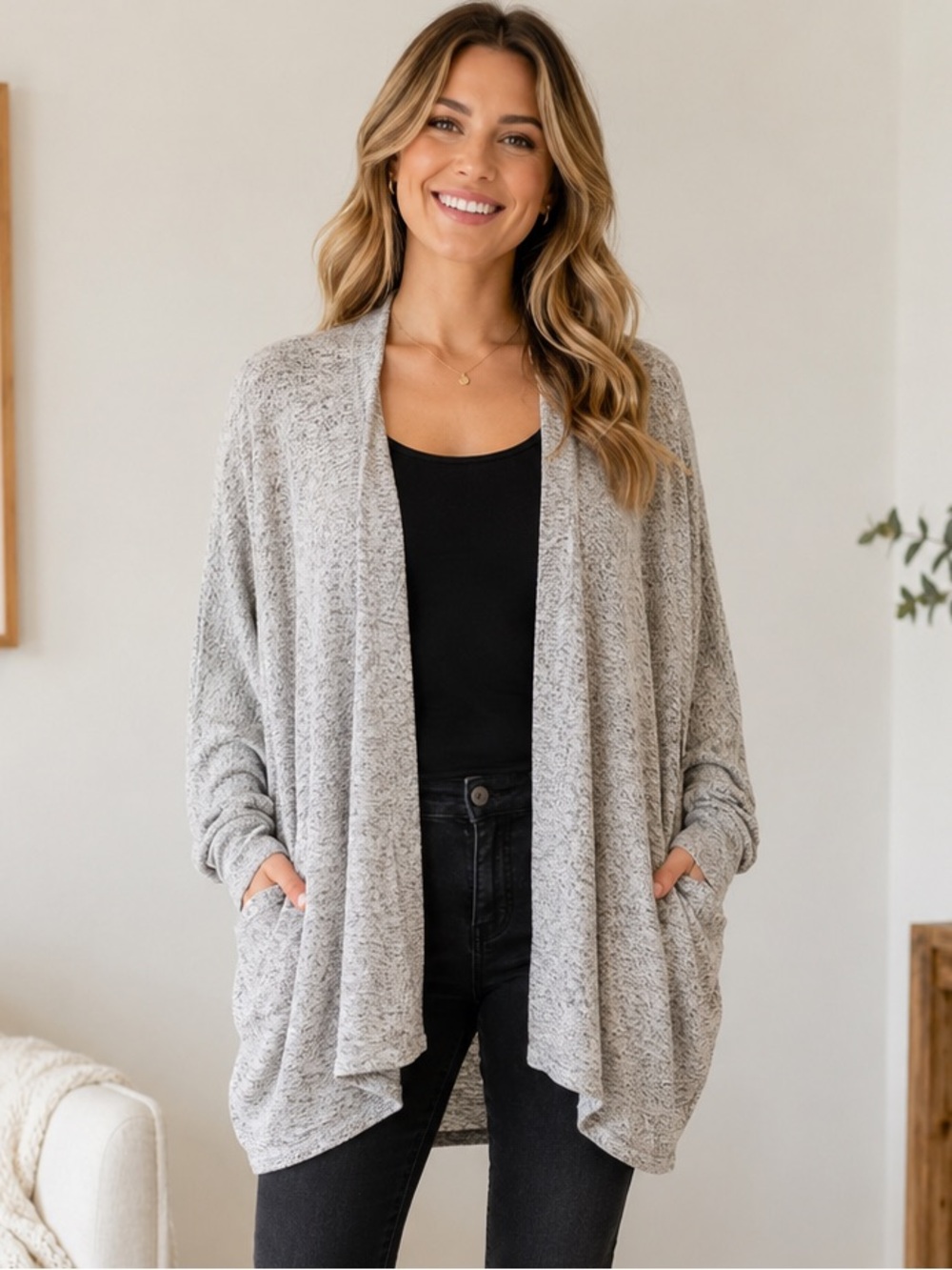 Bobeau Heather Gray Cardigan